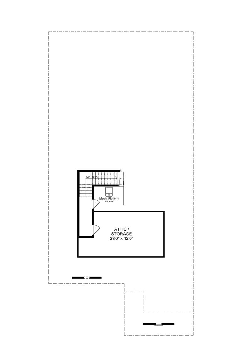 Attic floorplan of the available Gibson RP homeplan at Marlowe in Woodstock.